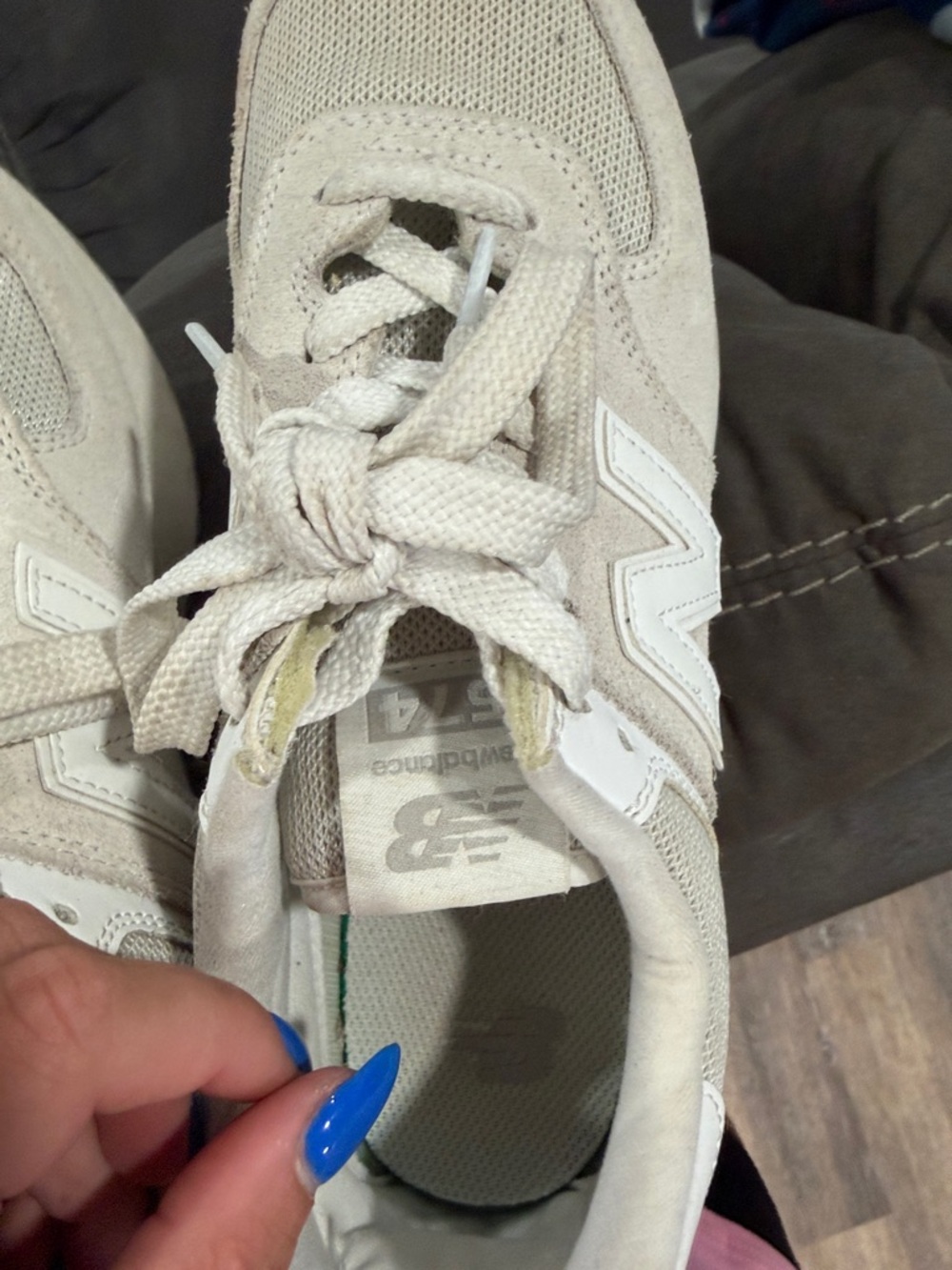 New Balance Women's Light Beige and White Casual Sneakers - Picture 4 of 5